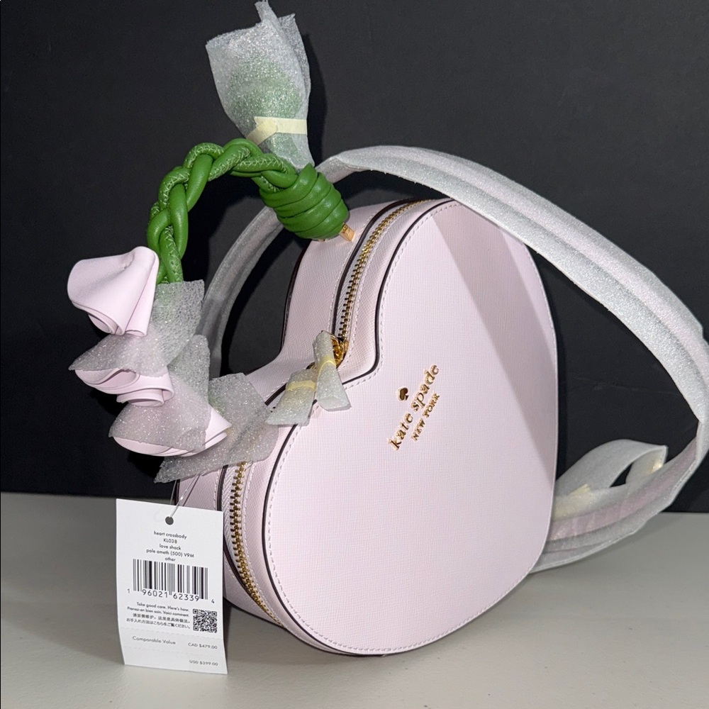 NEW $399 Kate Spade Light Pale amethyst Heart Crossbody Bag novelty valentines - Picture 2 of 8